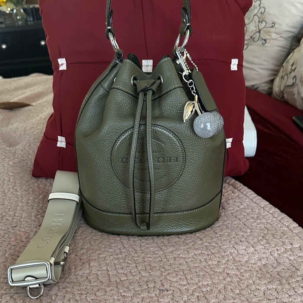 Coach Forest Green Leather Bucket Bag
